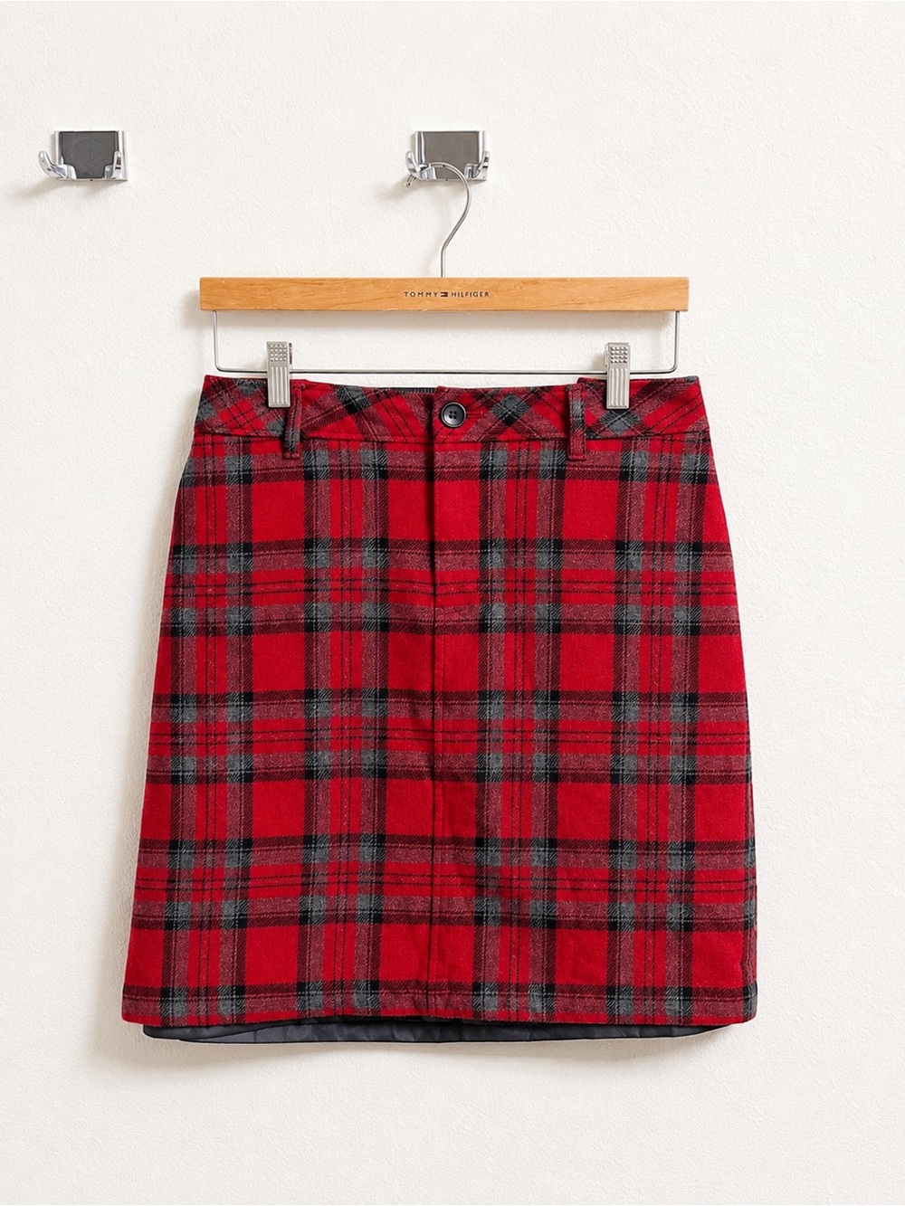 Eddie Bauer Women’s Red Plaid Wool Skirt – Size 6